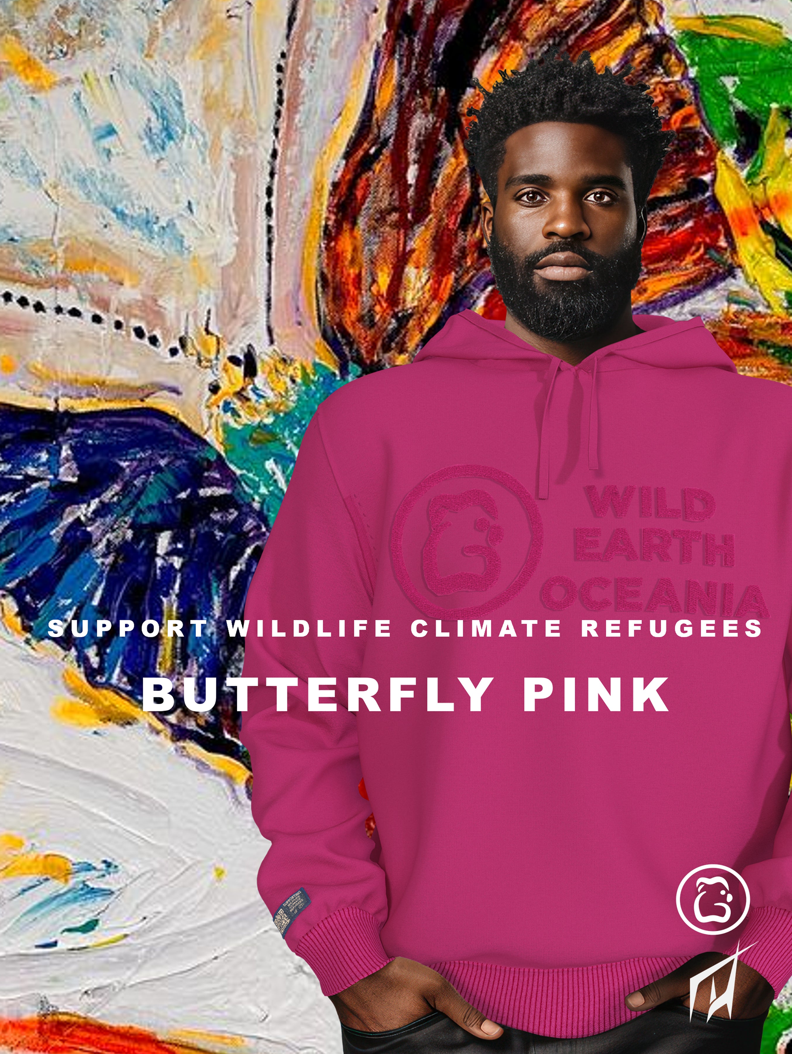 Men's Hoodie - Butterfly Pink