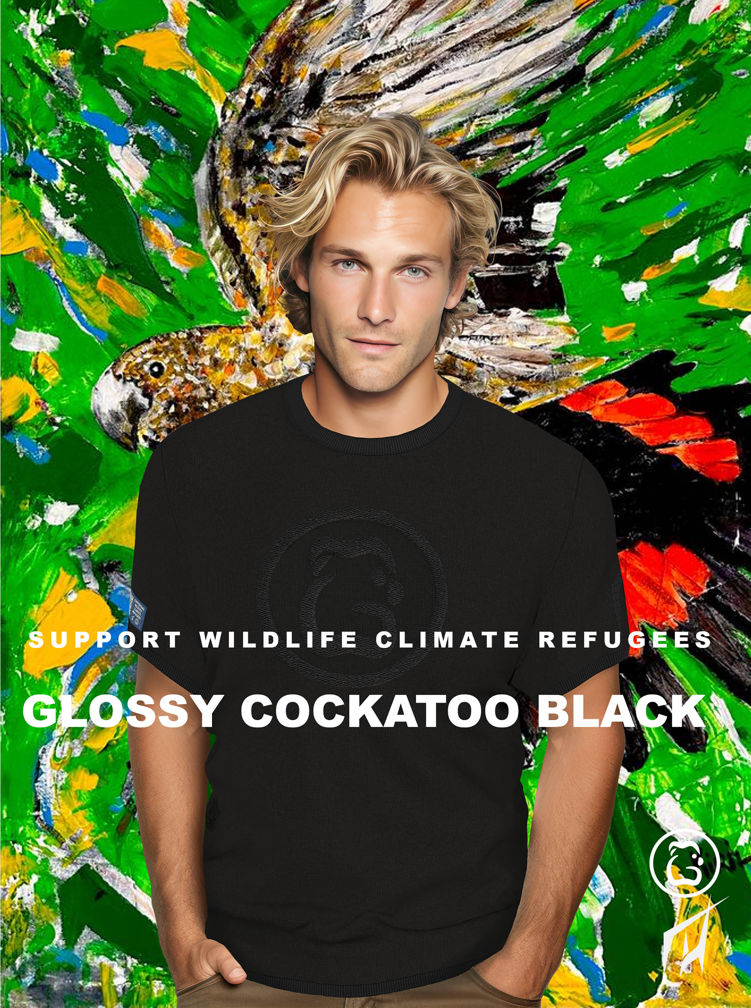 Men's T-Shirt - Glossy Cockatoo Black