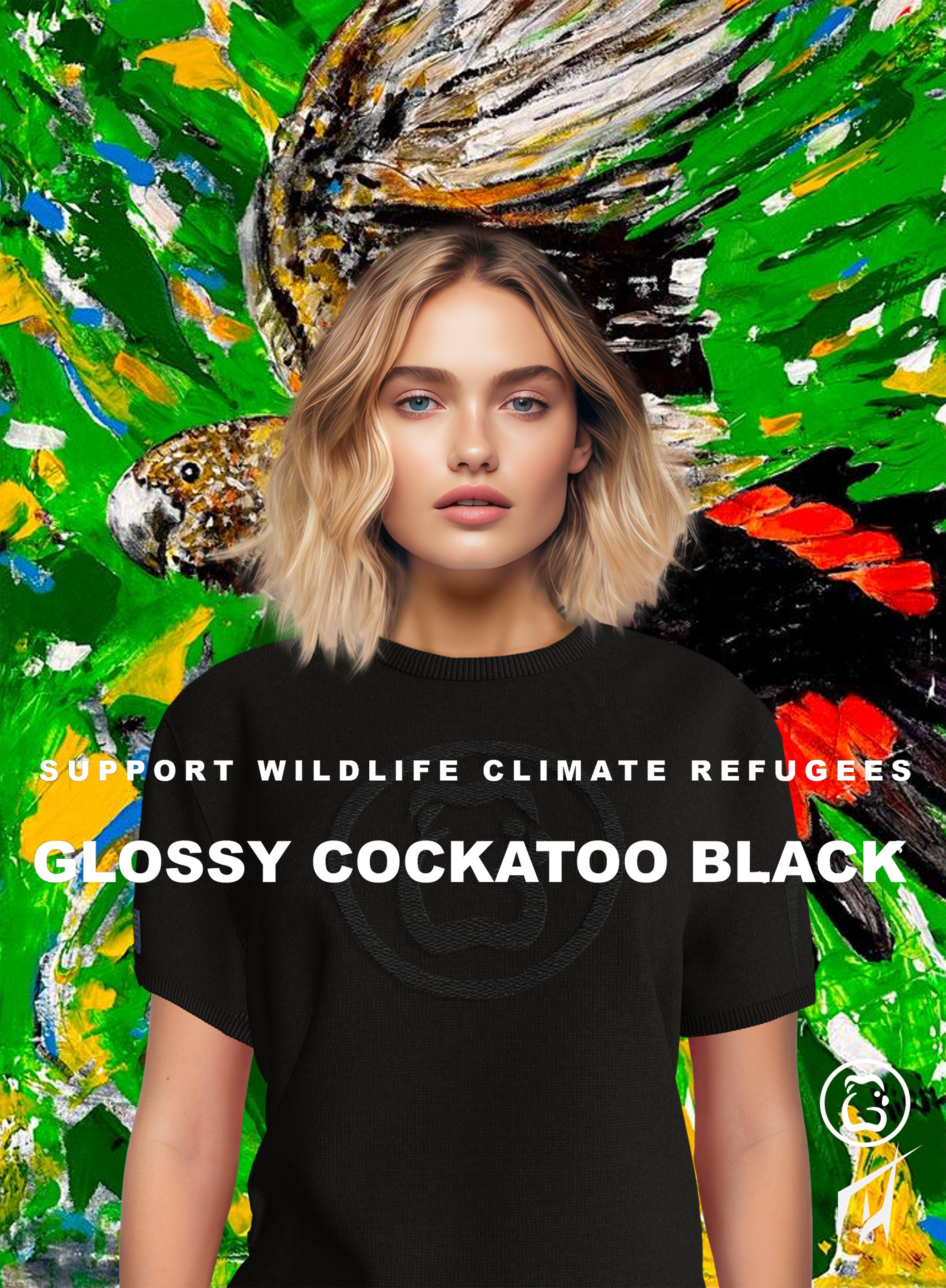 Women's T-Shirt - Glossy Cockatoo Black