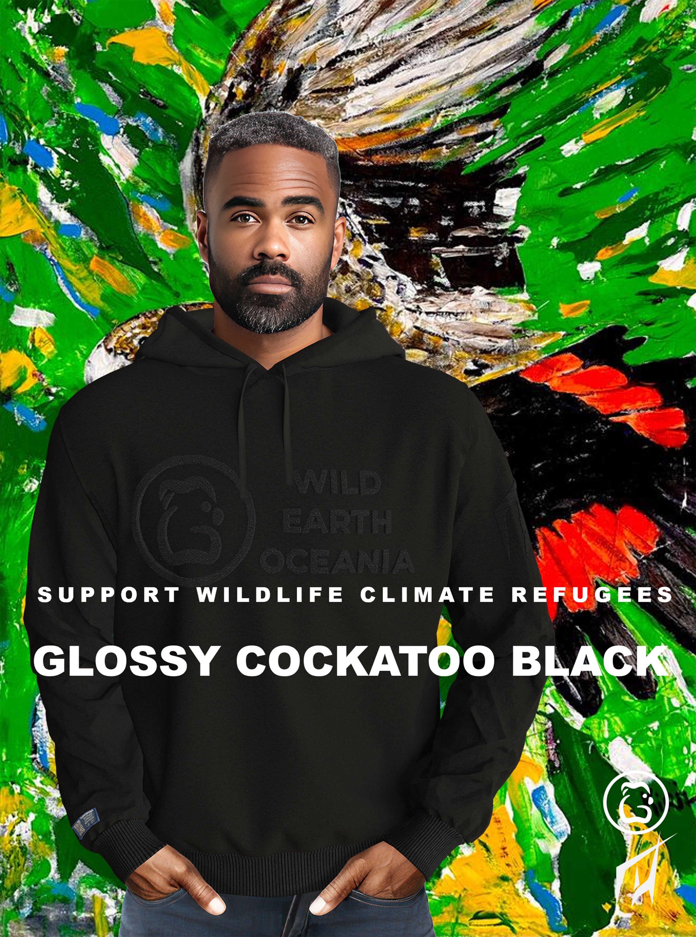 Men's Hoodie - Glossy Cockatoo Black