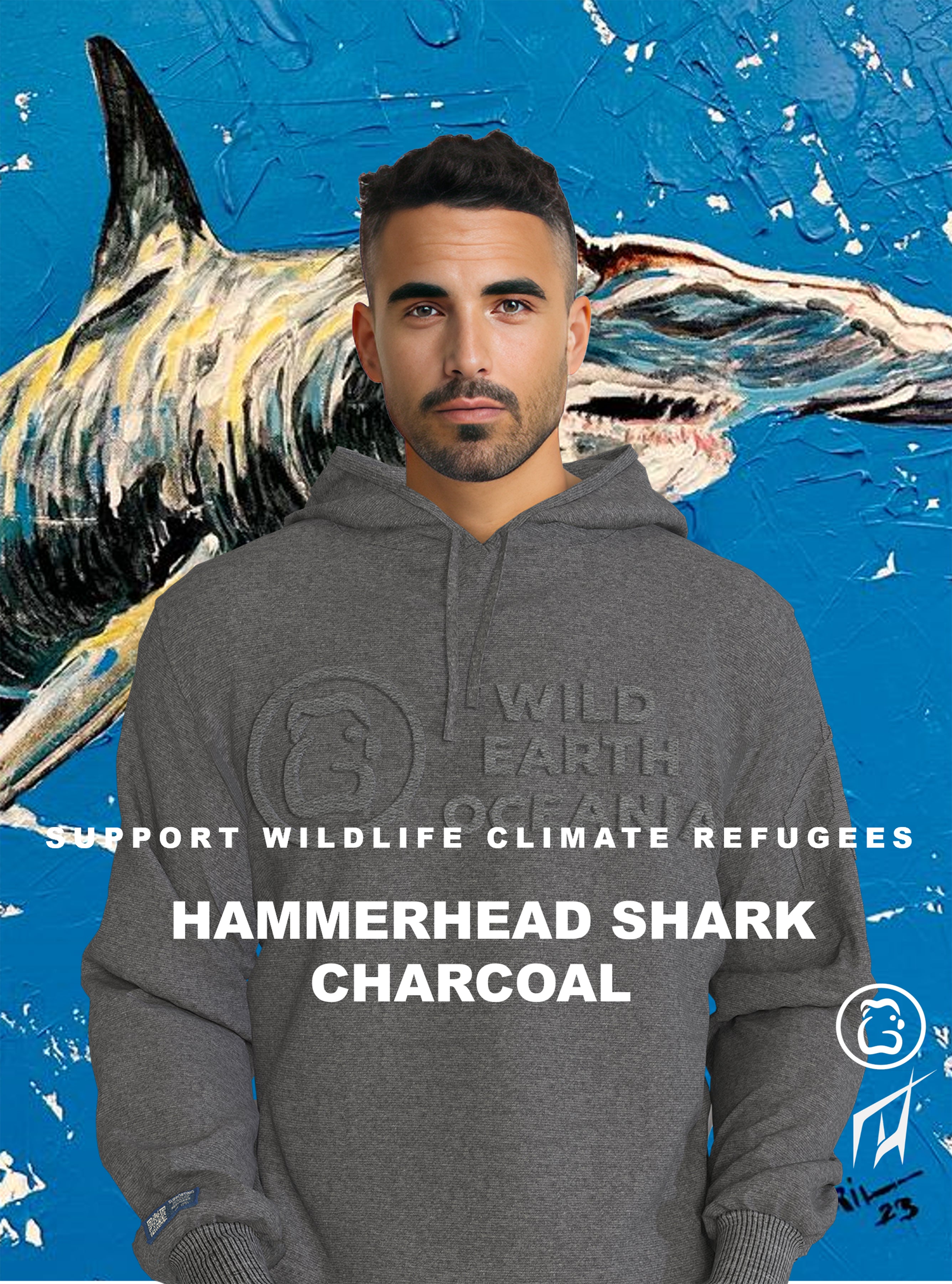 Men's Hoodie - Hammerhead Shark Charcoal