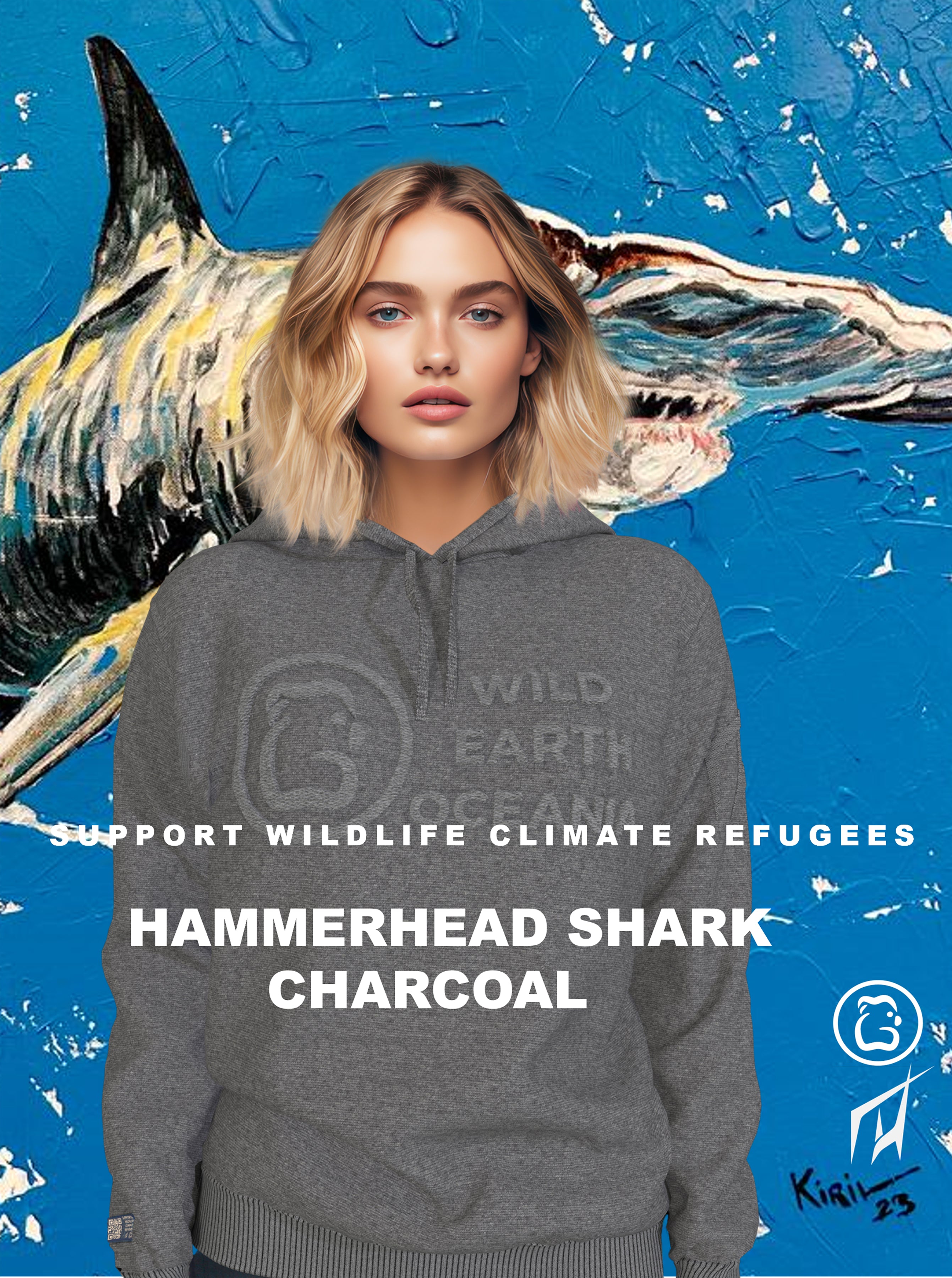 Women's Hoodie - Hammerhead Shark Charcoal