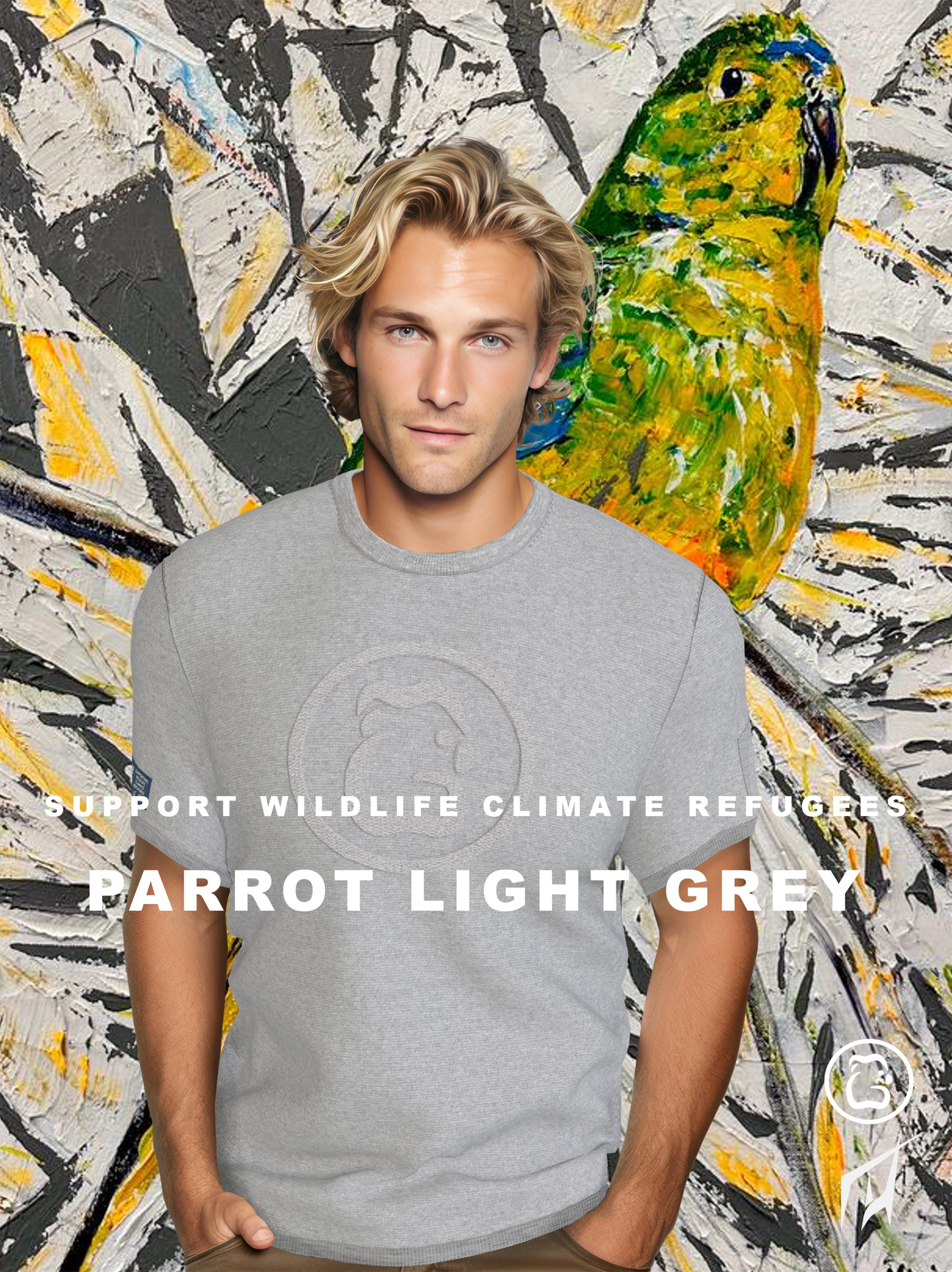 Men's T-Shirt - Parrot Light Grey