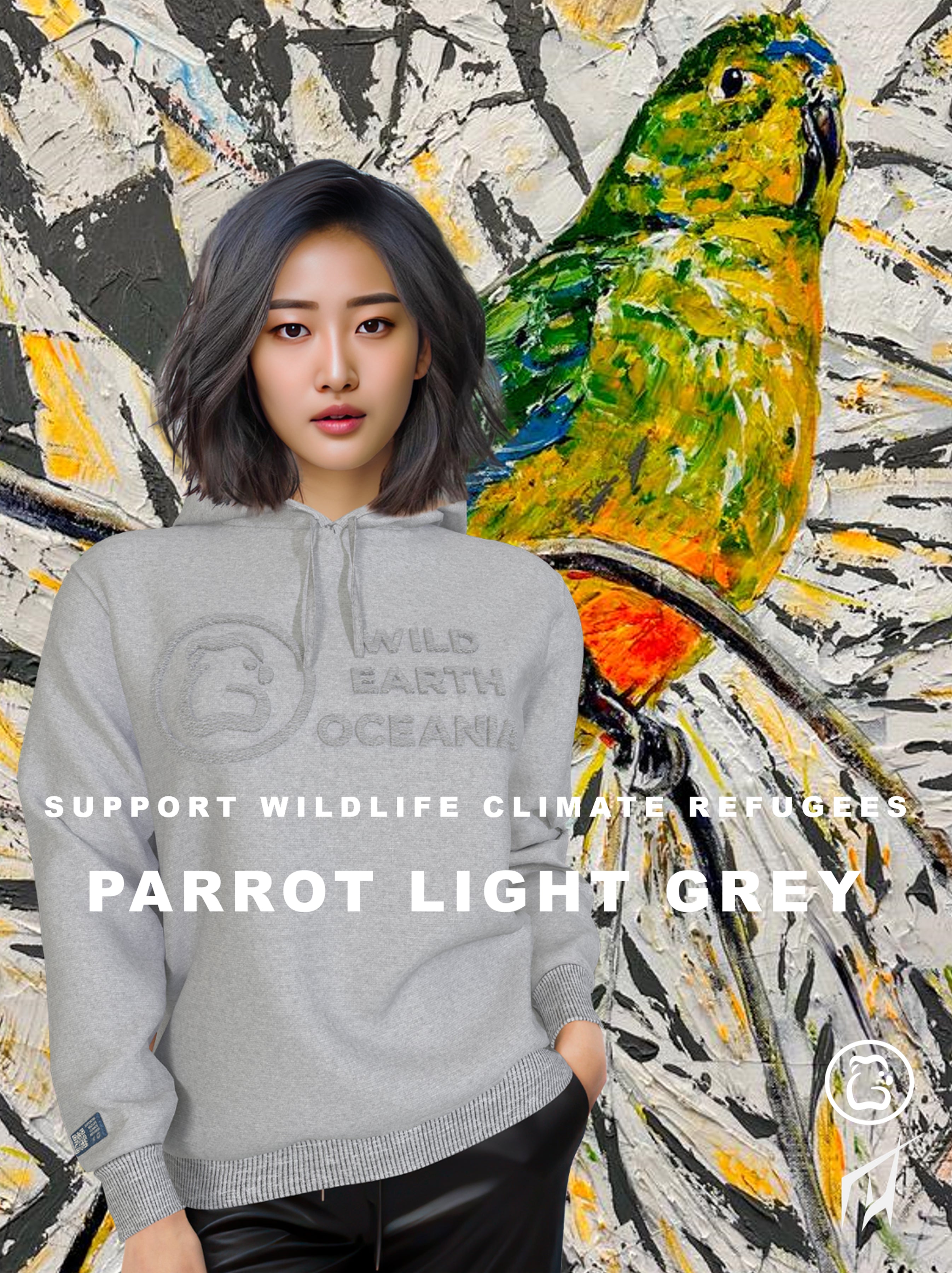 Women's Hoodie - Parrot Light Grey
