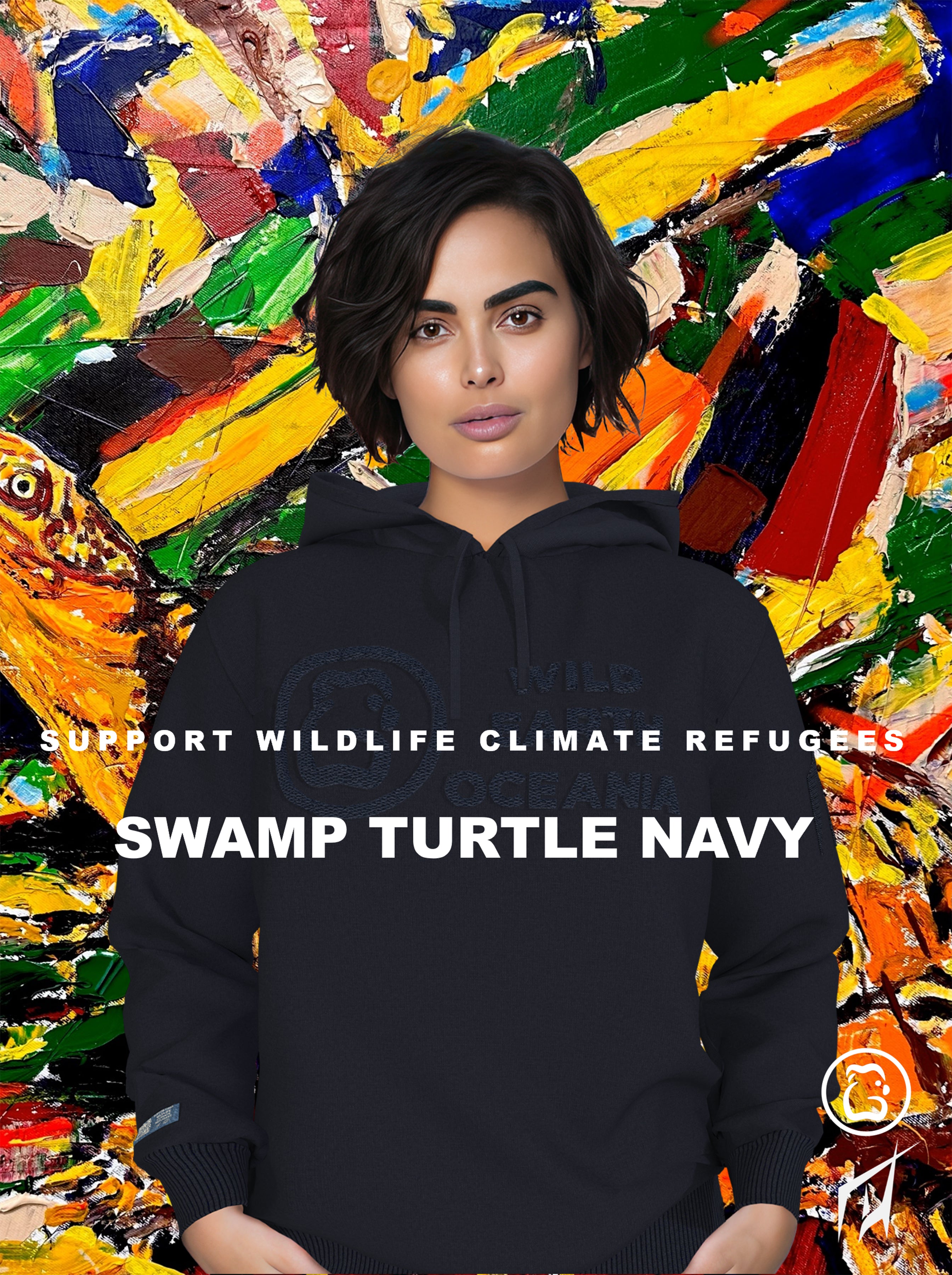 Women's Hoodie - Swamp Turtle Navy